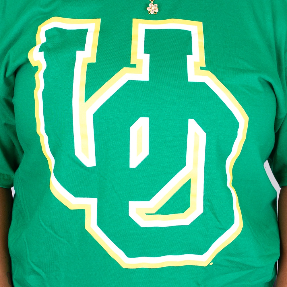 Interlocking UO, Blue 84, Green, Crew Neck, Cotton, Men, Unisex, Outline design, T-Shirt, 934621